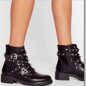 Black spiked booties